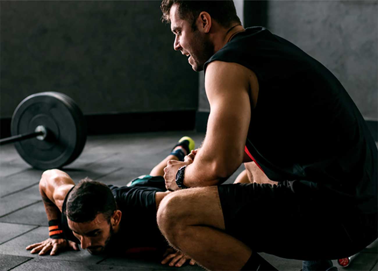 Athlete training with weights